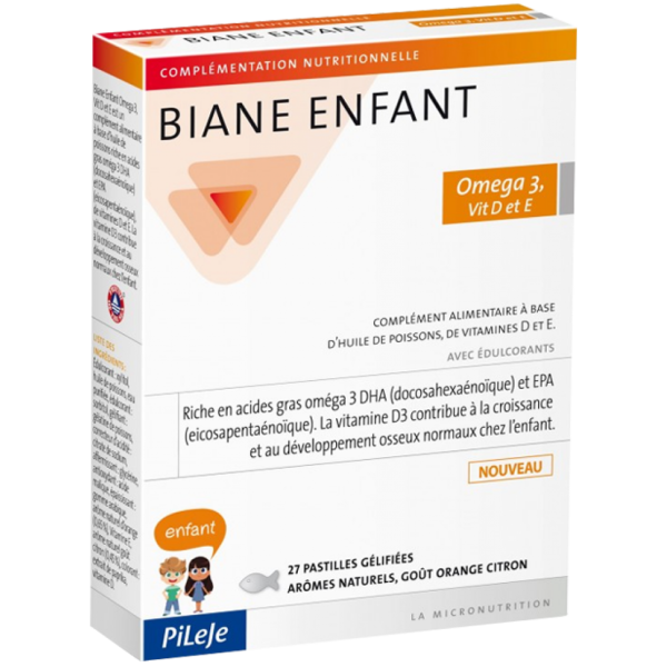 Complément Alimentaire Biane Enfant Omega 3, Vit D & E Pileje - 27 Pastille Gélifiées