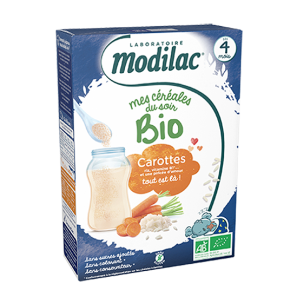 Modilac Céréales Bio Riz Carottes 250G