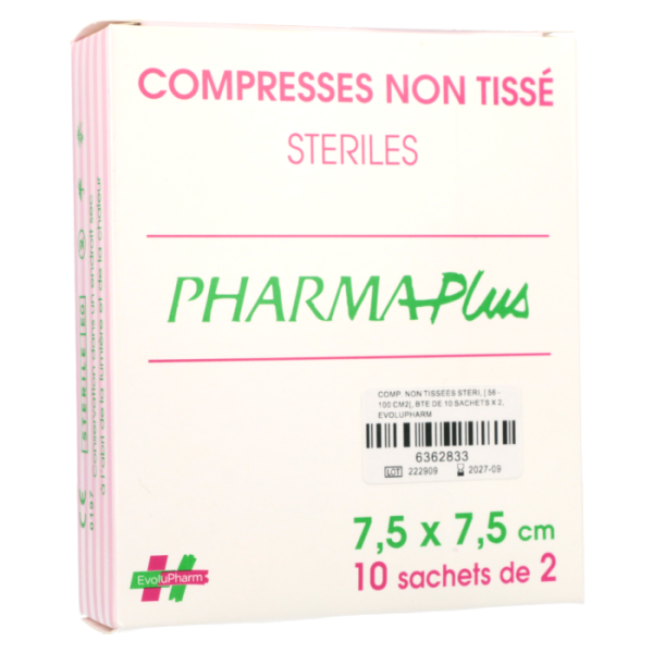 Compresses non tissé stériles 7,5x7,5 50 sachets de 2