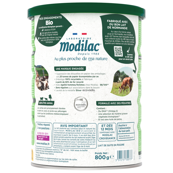 Modilac Bio 2 de 6 à 12 mois 800g