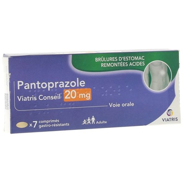 Pantoprazole 20mg brûlure d'estomac et remontées acides x7