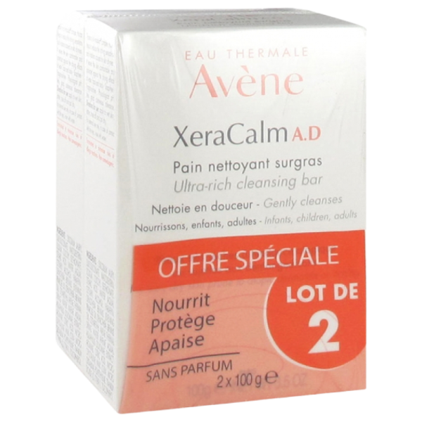 XeraCalm A.D Pain Nettoyant Surgras Offre Spéciale Lot de 2 Avène 2x100g