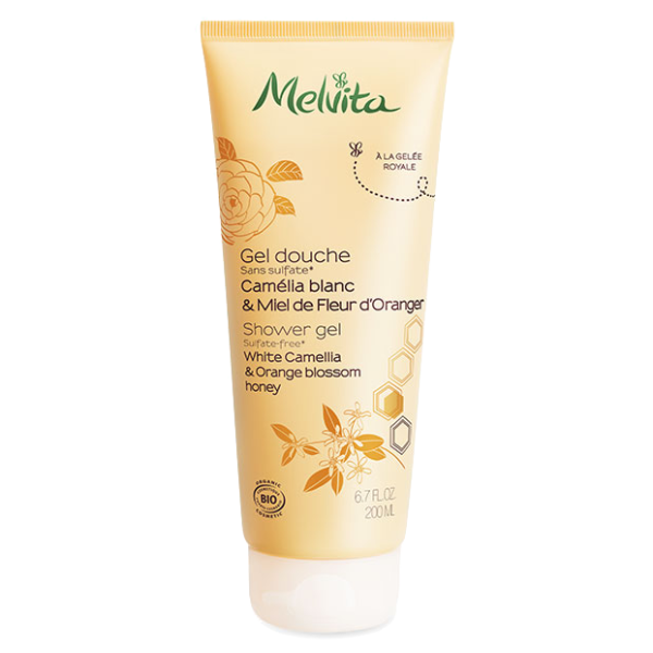 Gel Douche Camélia Blanc & Miel de Fleur d'Oranger Bio Melvita - Tube de 200ml