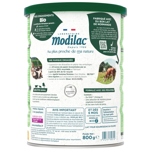 Modilac Bio 1 de 0 à 6 mois 800g