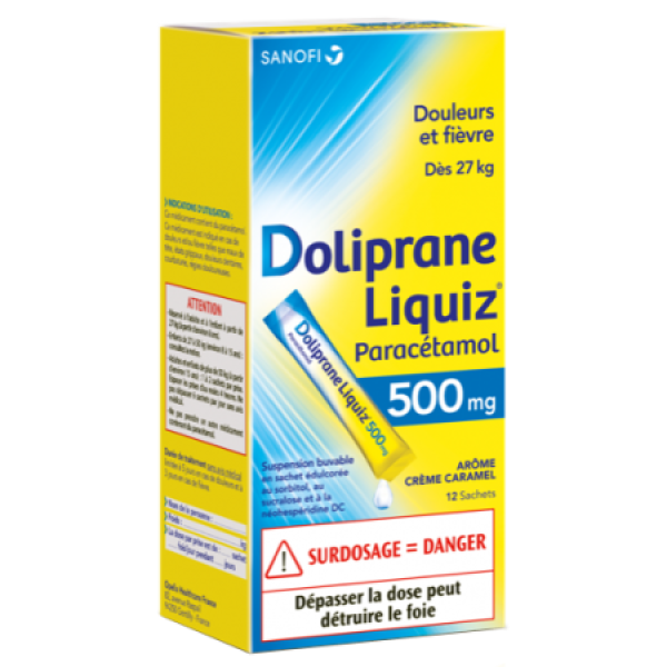 DolipraneLiquiz 500 MG Sticks Sachets à Avaler