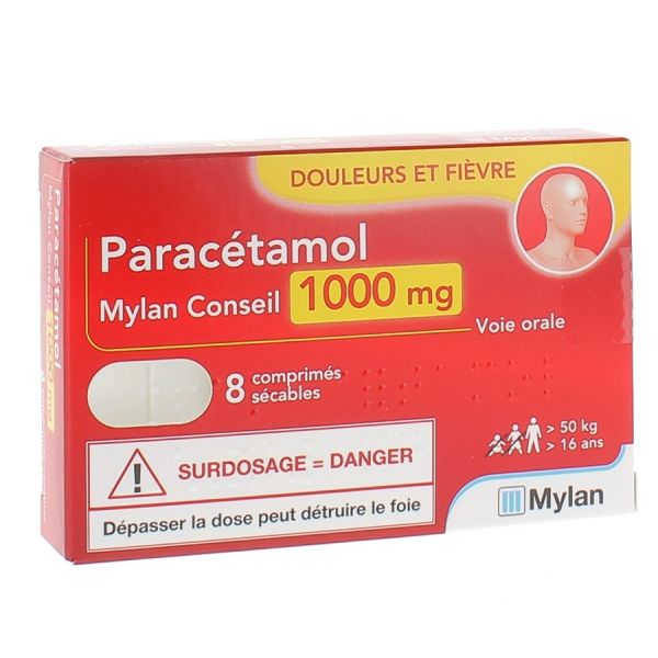 Paracétamol douleurs et fièvre 1000mg x8