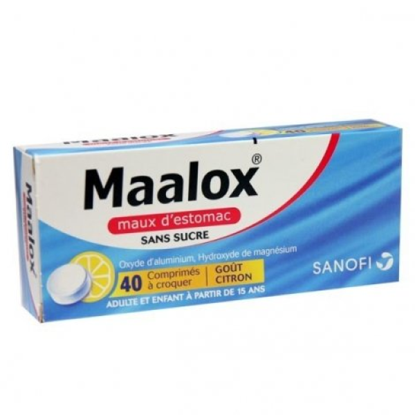 Maalox maux d'estomac citron sans sucre comprimés