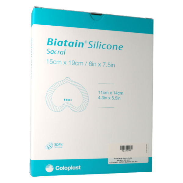 Biatain Silicone Sacrum 15x19cm (x10) - Pansement Hydrocellulaire Adhésif