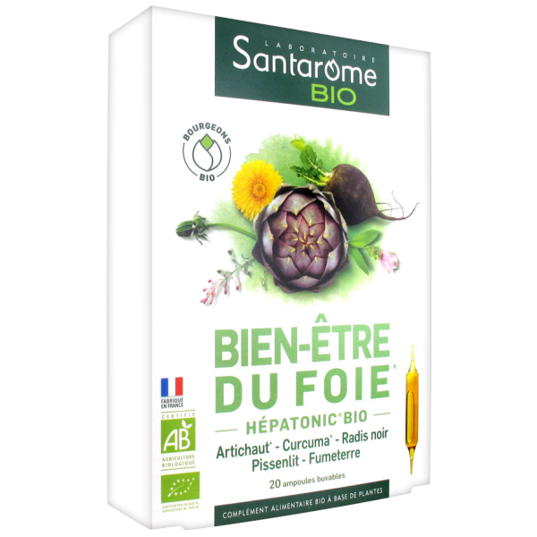 Bien-Être du Foie Hépatonic Bio Santarome Bio - 20 Ampoules