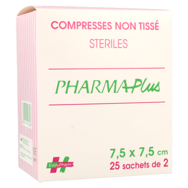 Compresses non tissé stériles 7,5x7,5 50 sachets de 2