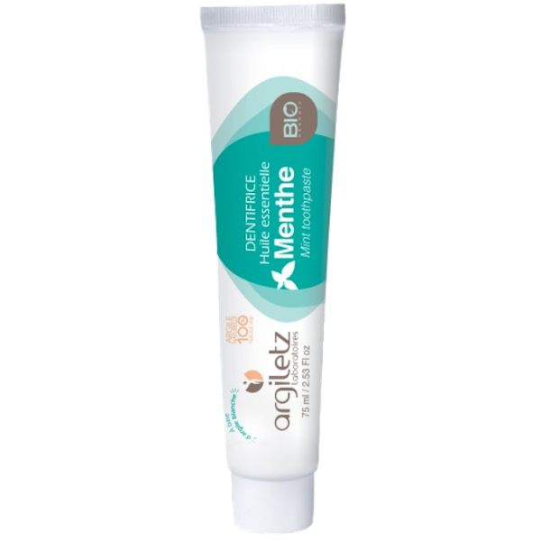 Dentifrice Bio Huile Essentielle Menthe Argile Blanche Argiletz - Tube de 75ml