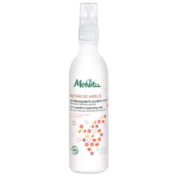 Nectar de Miels Lait Démaquillant Confort 3en1Bio Melvita - Flacon de 200ml