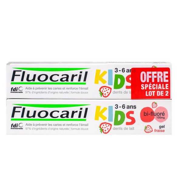 Fluocaril Gel Dent Kids 3/6 Fraise 2X50Ml