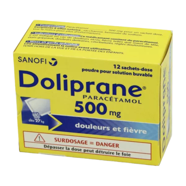 DOLIPRANE 500MG PDR SACH 12