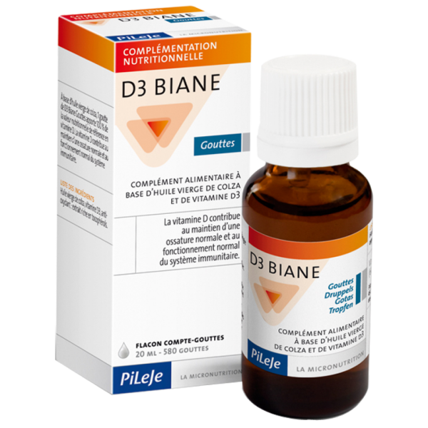 Complément Alimentaire D3 Biane Gouttes Pileje - Flacon Compte Goutte de 20ml