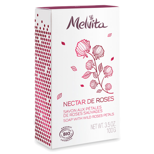 Nectar de Roses Savon aux Pétales de Roses Sauvages Bio Melvita - Savon de 100g