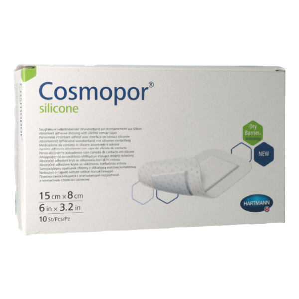 Cosmopor Silicone 15x8cm (x10) - Pansement Absorbant Adhésif