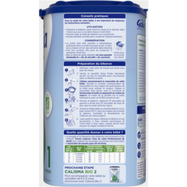 Gallia Calisma Bio 1er âge - 800g - Lait infantile