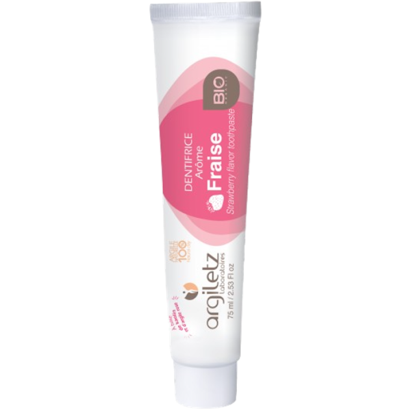 Dentifrice Bio Arôme Fraise Argile Rose & Kaolin Argiletz - Tube de 75ml