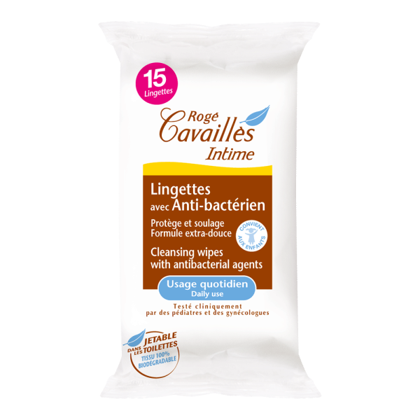 Lingettes avec Anti-Bactérien Rogé Cavaillès Intime - 2x15 Lingettes